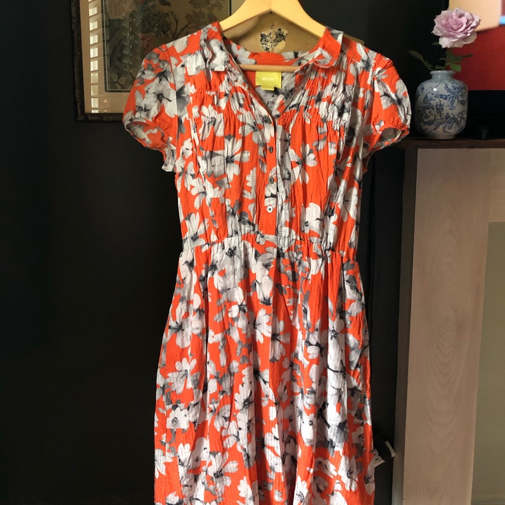 Maeve floral dress from Anthropology orange/gray